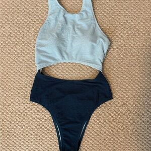 Cupshe Blue Textured Swimsuit